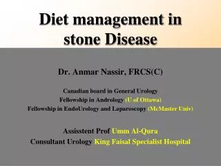 Diet management in stone Disease