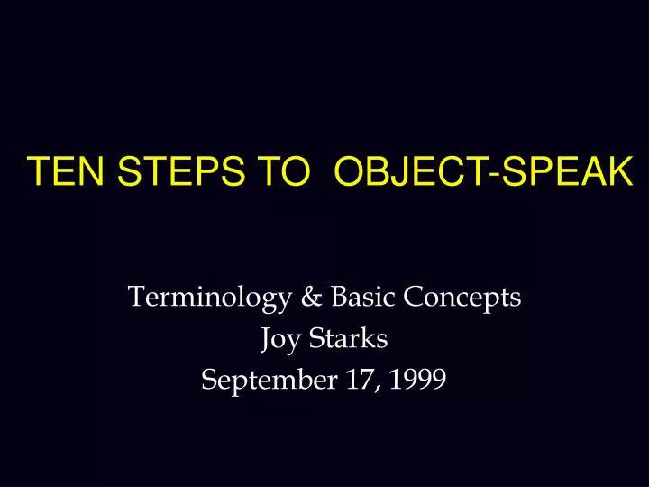 ten steps to object speak