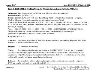 Project: IEEE P802.15 Working Group for Wireless Personal Area Networks (WPANs)