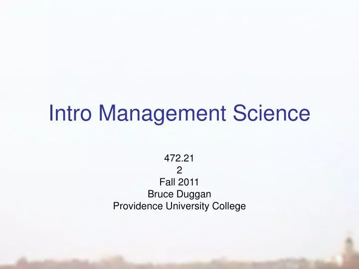 intro management science