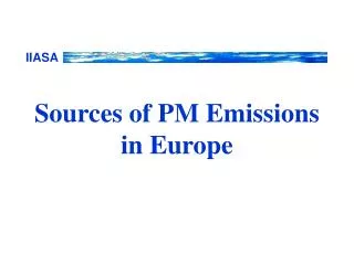 Sources of PM Emissions in Europe