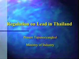 Regulation on Lead in Thailand