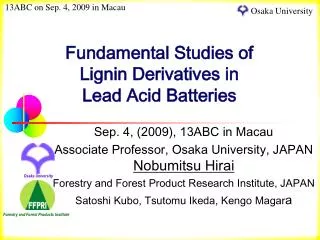 Fundamental Studies of Lignin Derivatives in Lead Acid Batteries