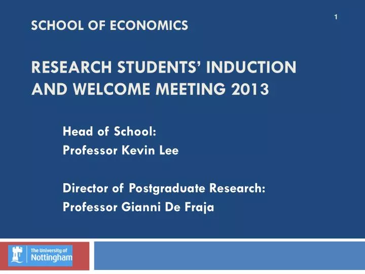 school of economics research students induction and welcome meeting 2013