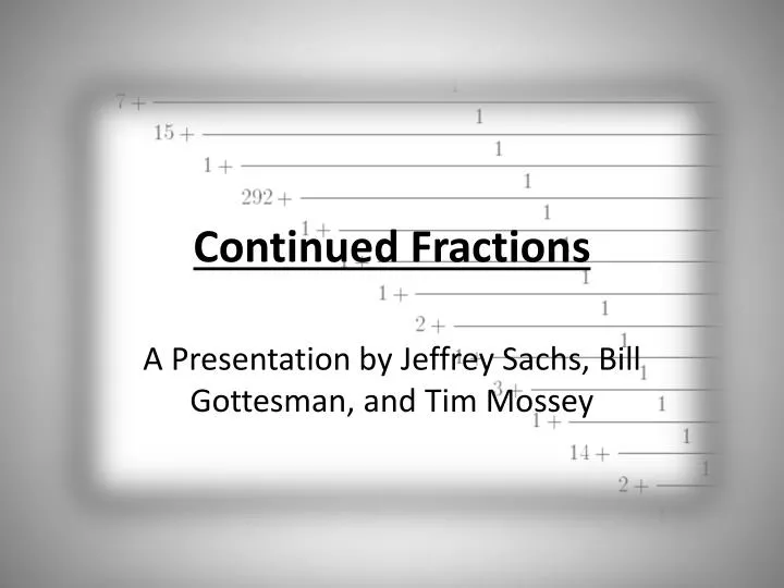 continued fractions