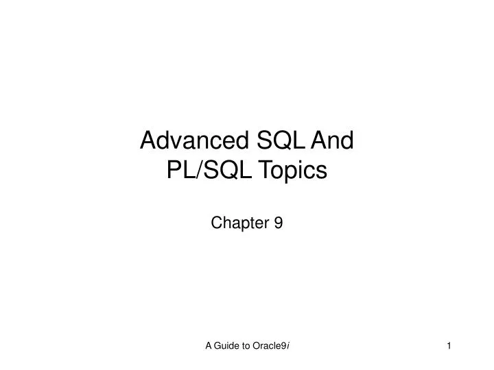 advanced sql and pl sql topics