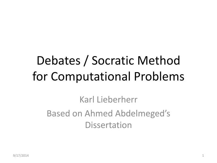 debates socratic method for computational problems