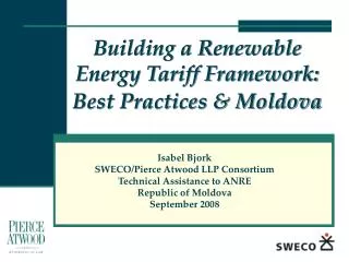 Building a Renewable Energy Tariff Framework: Best Practices &amp; Moldova