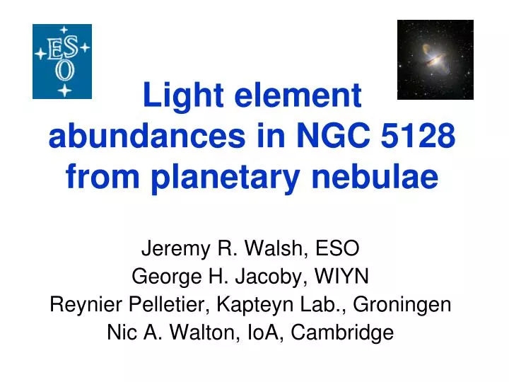 light element abundances in ngc 5128 from planetary nebulae