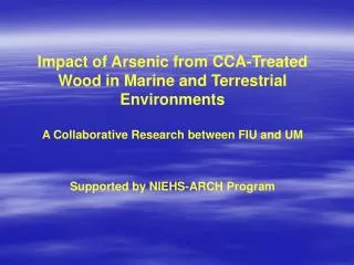 Impact of Arsenic from CCA-Treated Wood in Marine and Terrestrial Environments