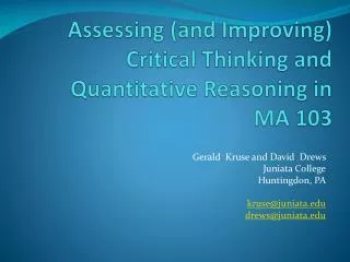 Assessing (and Improving) Critical Thinking and Quantitative Reasoning in MA 103