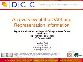 An overview of the OAIS and Representation Information