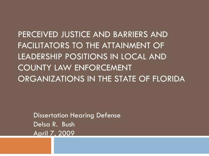 dissertation hearing defense delsa r bush april 7 2009