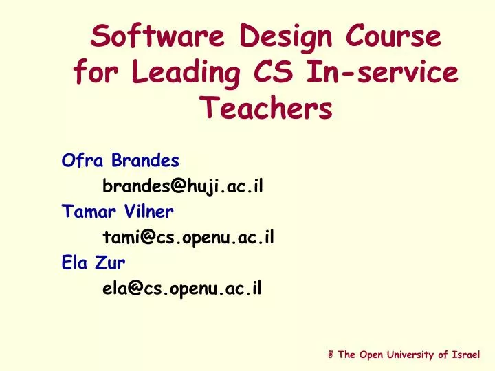 software design course for leading cs in service teachers
