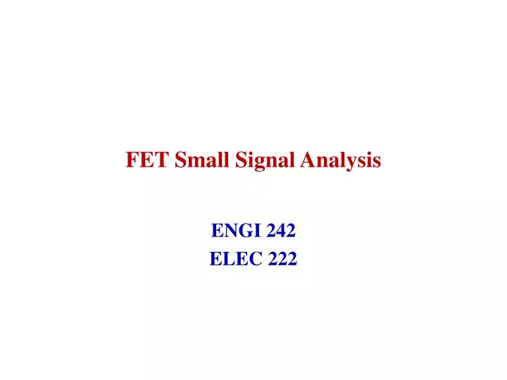 fet small signal analysis