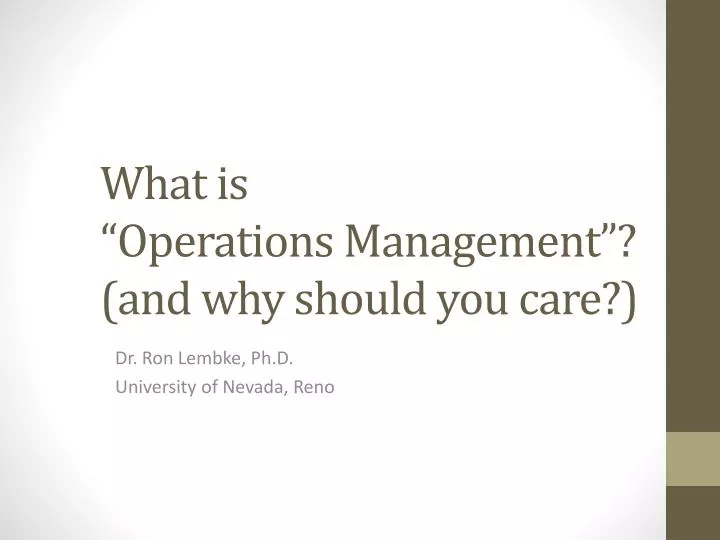 what is operations management and why should you care