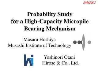 Masaru Hoshiya Musashi Institute of Technology