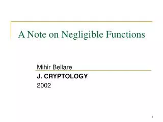 A Note on Negligible Functions