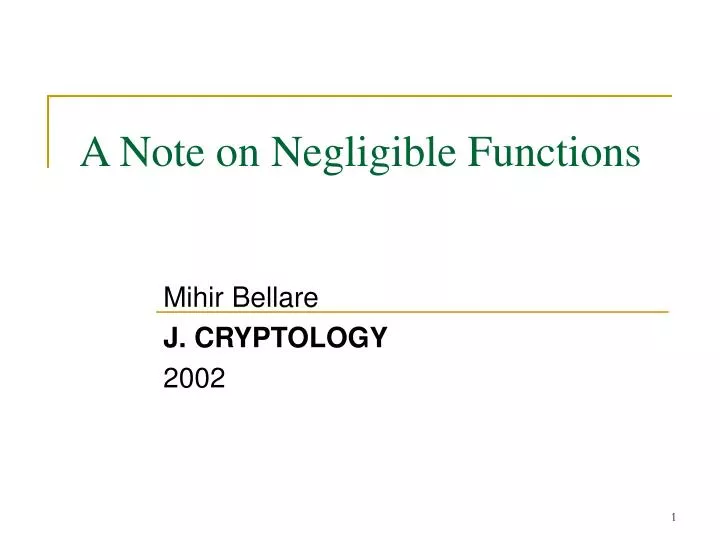 a note on negligible functions