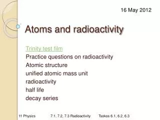 Atoms and radioactivity