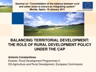 BALANCING TERRITORIAL DEVELOPMENT: THE ROLE OF RURAL DEVELOPMENT POLICY UNDER THE CAP