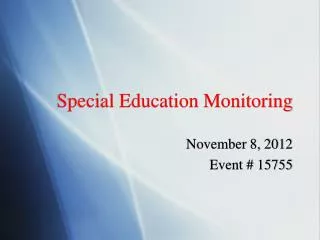 Special Education Monitoring