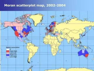 Moran scatterplot map, 2002-2004
