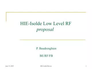 HIE-Isolde Low Level RF proposal