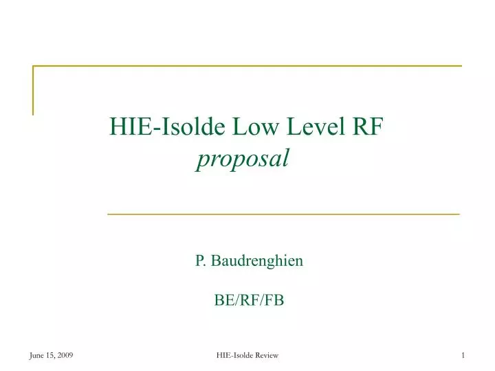 hie isolde low level rf proposal