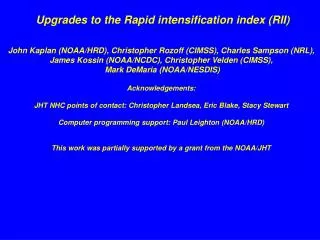 2013 RI model upgrades/plans