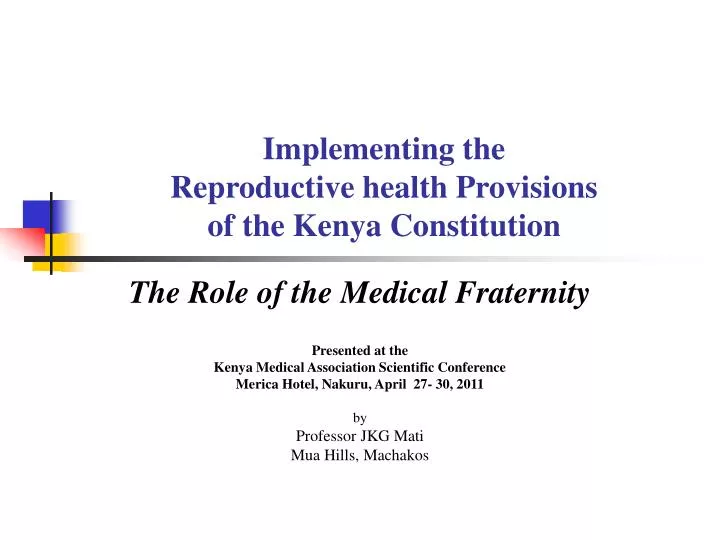 implementing the reproductive health provisions of the kenya constitution