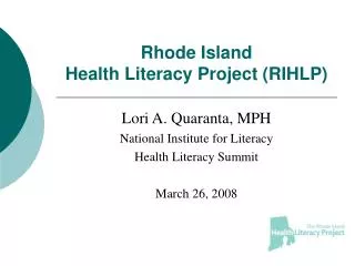 Rhode Island Health Literacy Project (RIHLP)