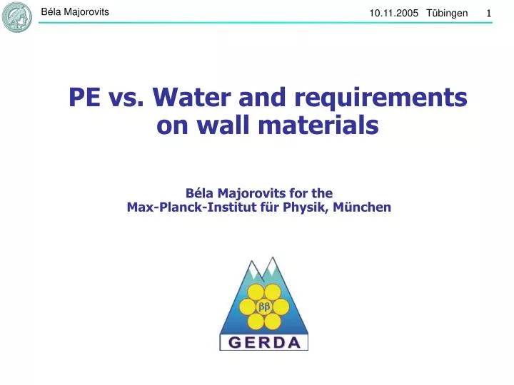 pe vs water and requirements on wall materials