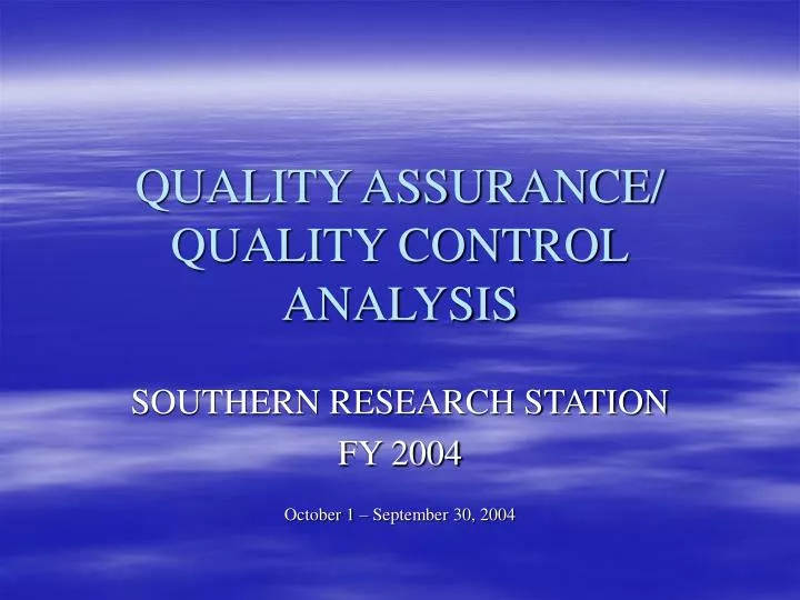 quality assurance quality control analysis