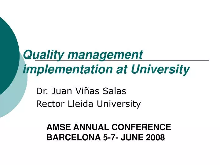 quality management implementation at university