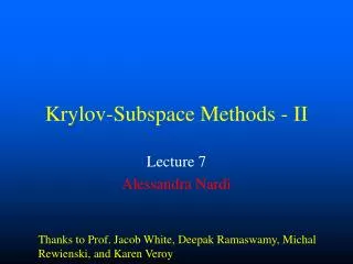 Krylov-Subspace Methods - II