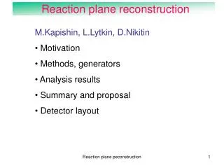 Reaction plane reconstruction