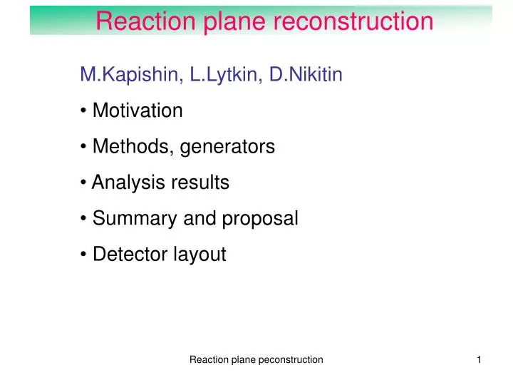 reaction plane reconstruction