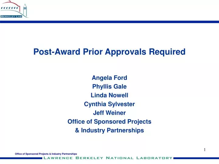 post award prior approvals required