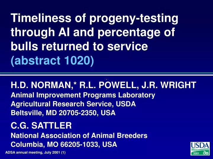 timeliness of progeny testing through ai and percentage of bulls returned to service abstract 1020