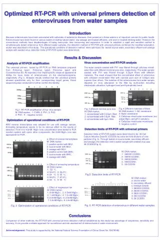 Optimized RT-PCR with universal primers detection of enteroviruses from water samples