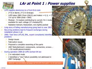 LAr at Point 1 : Power supplies