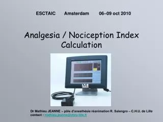 Analgesia / Nociception Index Calculation