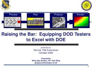 Raising the Bar: Equipping DOD Testers to Excel with DOE