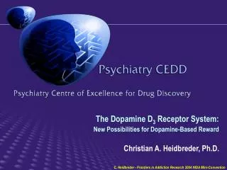 Selective Dopamine D 3 Antagonists: Commitment to Target for Drug Abuse (I)