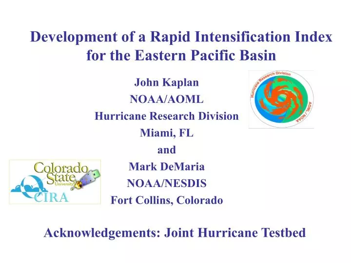development of a rapid intensification index for the eastern pacific basin