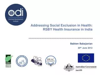 Addressing Social Exclusion in Health: RSBY Health Insurance in India