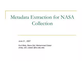 Metadata Extraction for NASA Collection