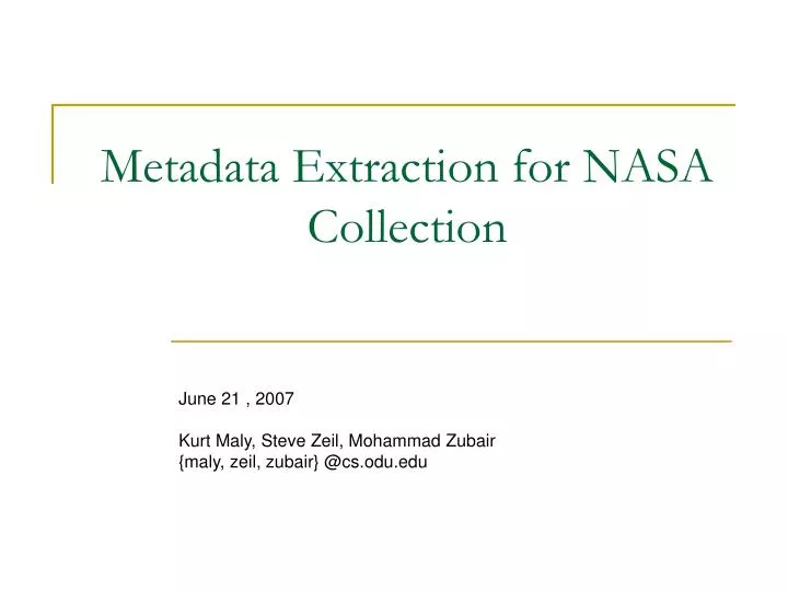 metadata extraction for nasa collection