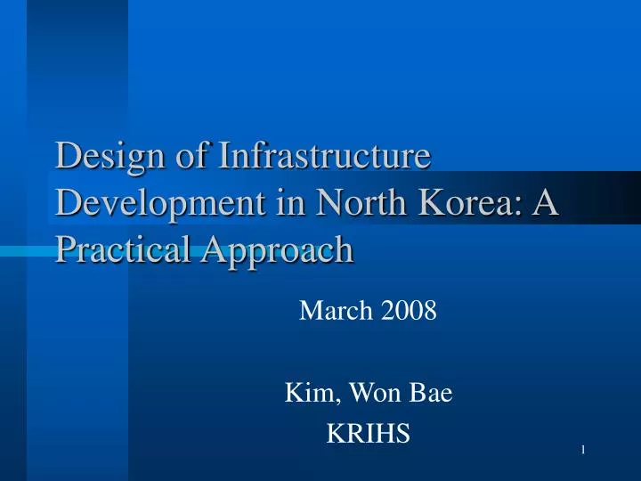 design of infrastructure development in north korea a practical approach